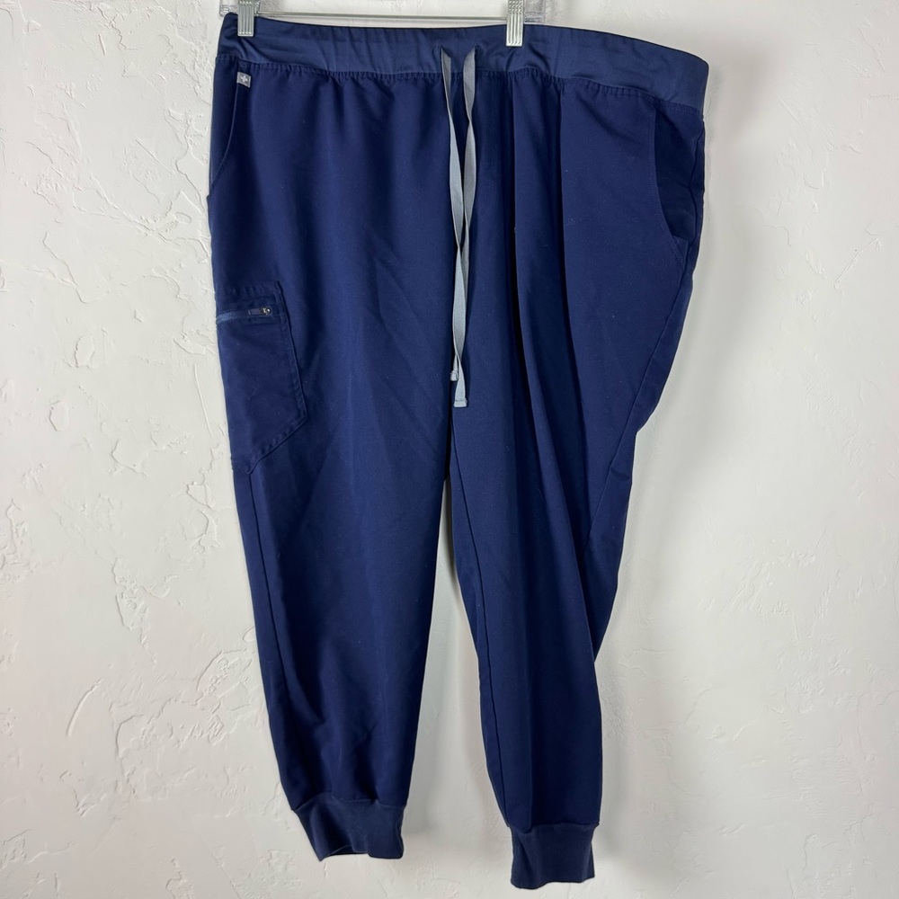 Figs Technical Collection Joggers Zamora Sweat Scrub Pants Dark‎ Navy Blue Tie